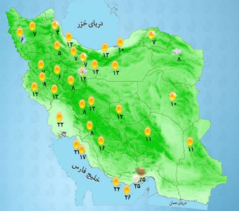 وضعیت آب و هوا امروز 12 اردیبهشت +وضعیت استانها