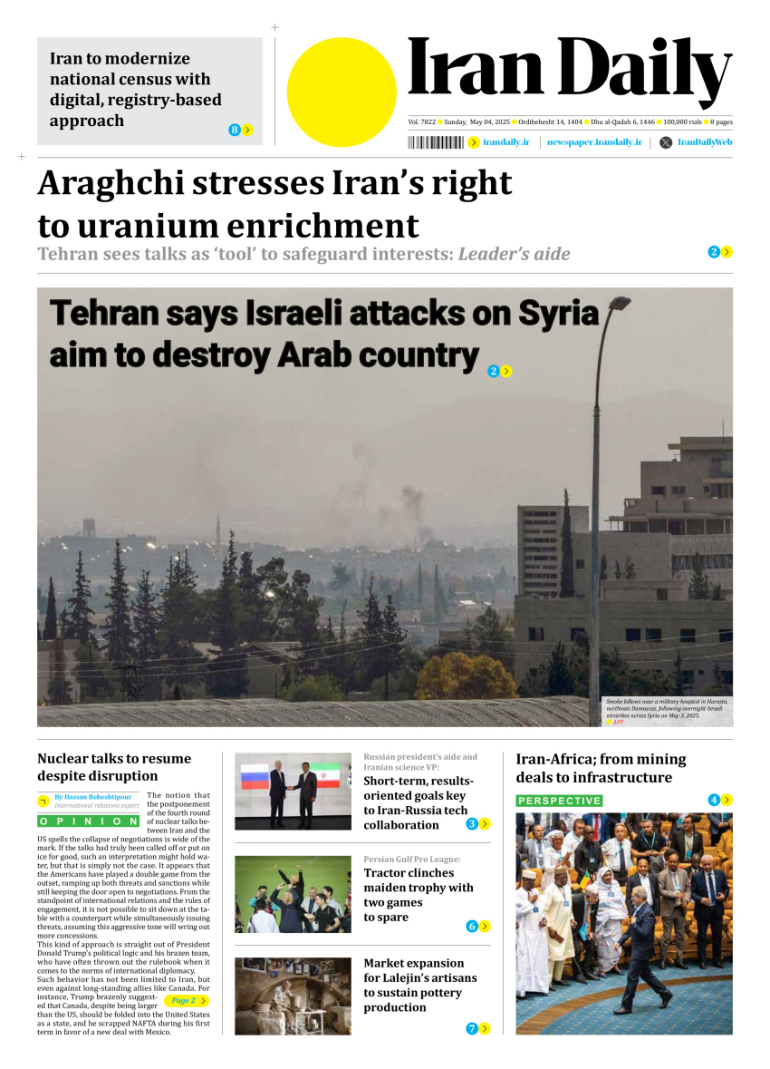 Front pages of Iran's English dailies on May 4