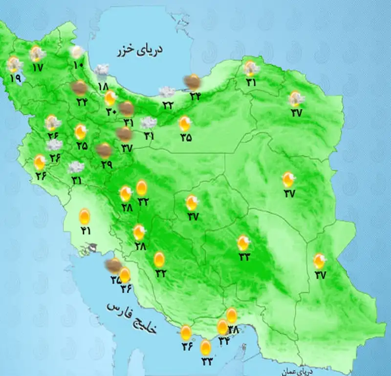 وضعیت آب و هوا امروز 25 اردیبهشت ماه + وضعیت استانها
