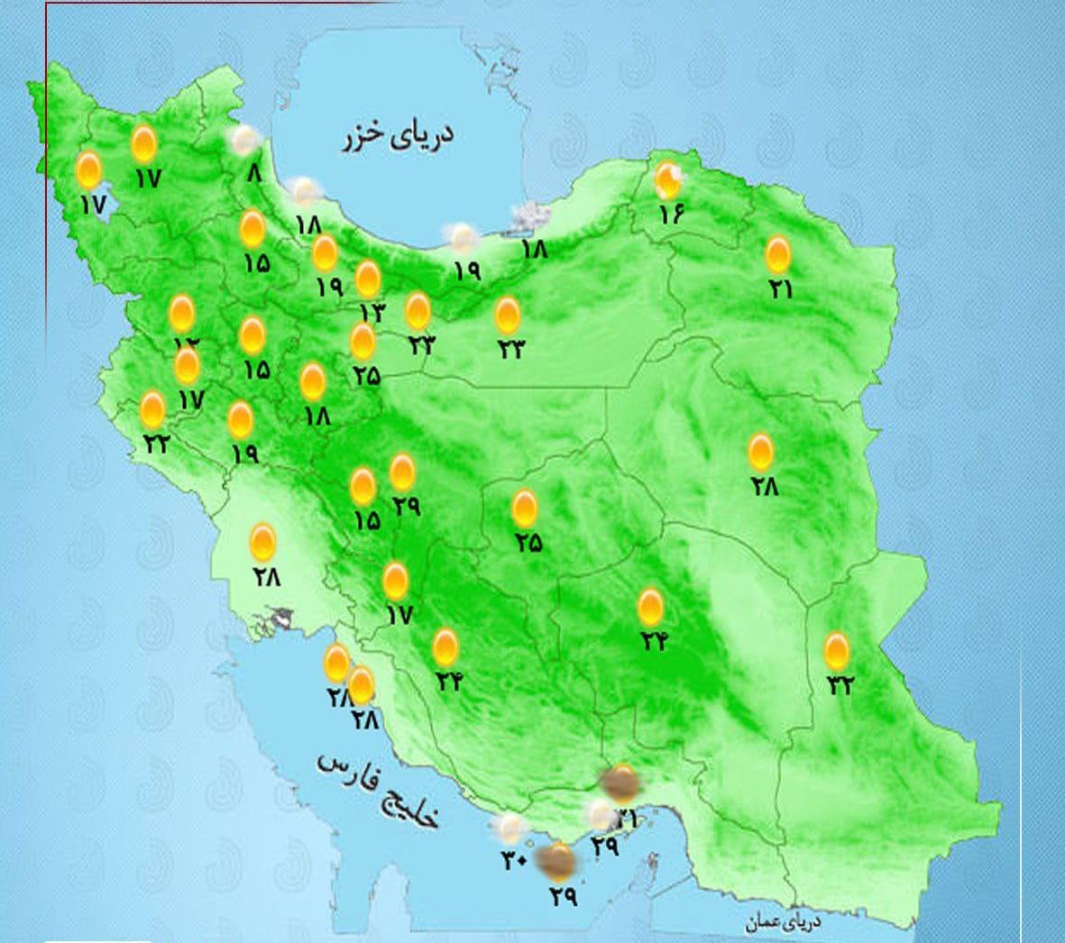 وضعیت آب و هوا امروز یکشنبه 28 اردیبهشت 1404+ وضعیت استانها
