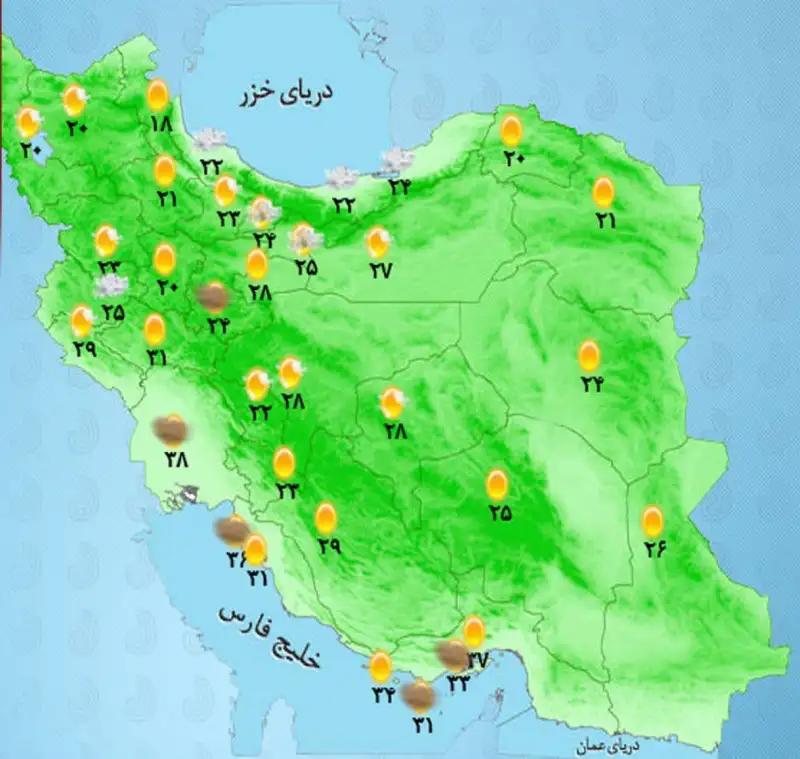 وضعیت آب و هوا امروز شنبه 10 خرداد 1404+ وضعیت استانها