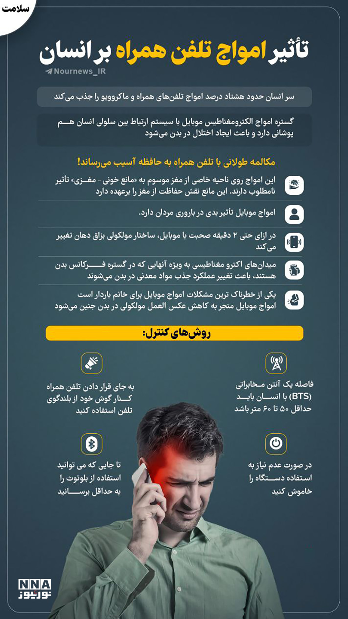 نوراینفو| تلفن همراه چه تأثیراتی بر بدن انسان می‌گذارد؟