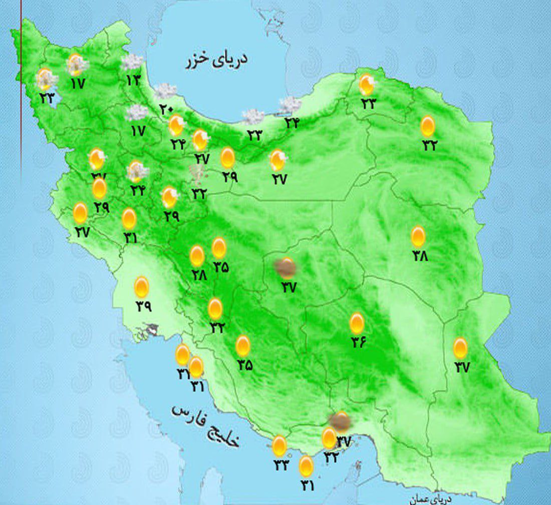 وضعیت آب‌وهوا امروز پنجشنبه 15 خرداد 1404 +وضعیت استان‌ها