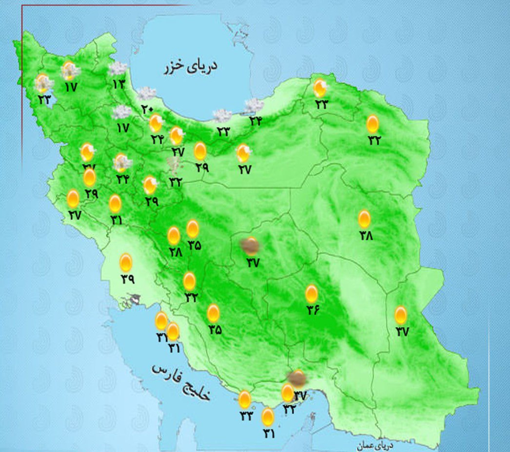 وضعیت آب‌وهوا امروز جمعه 16 خرداد 1404 +وضعیت استان‌ها