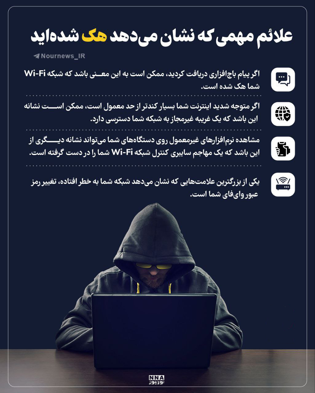 نوراینفو | علائمی که نشان می‌دهد هک شده‌اید