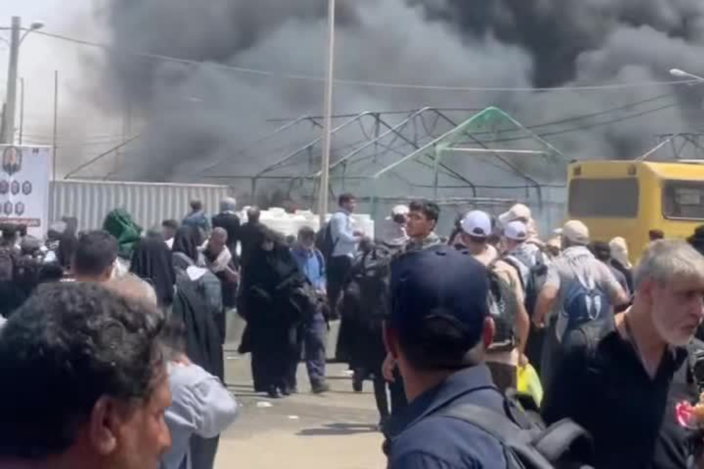 حریق 2 موکب در مرز مهران یک کشته و 3 زخمی برجای گذاشت + فیلم