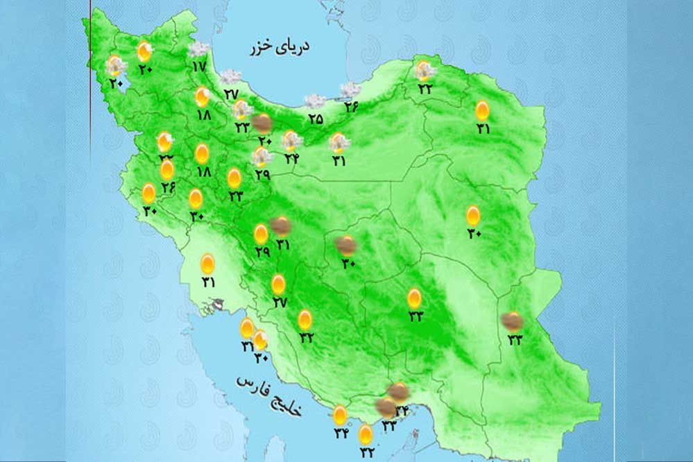 وضعیت آب و هوا امروز سه شنبه 21 مرداد 1404 + وضعیت استان‌ها
