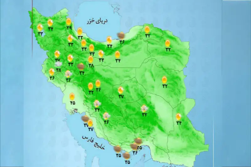 وضعیت آب و هوا امروز جمعه 14 شهریور 1404 + کدام استانها بارانی هستند