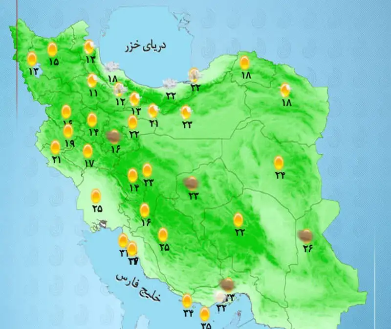 وضعیت آب و هوا امروز یکشنبه 6 مهر 1404 + وضعیت استان‌ها