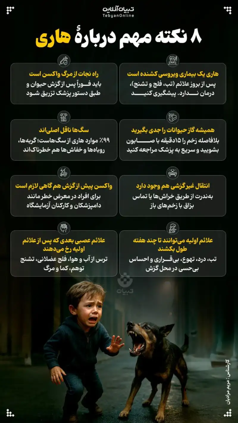 نوراینفو| هشت نکته مهم درباره هاری !