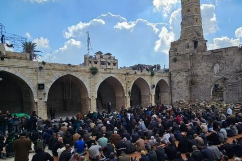 اولین نماز جمعه در نوار غزه پس از آتش‌بس+فیلم