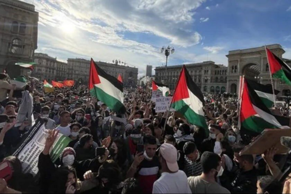 تظاهرات گسترده در میلان علیه نقض آتش‌بس در غزه