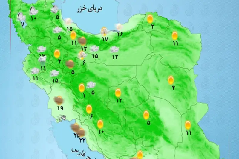 وضعیت آب و هوا امروز یکشنبه 25 آبان1404 + وضعیت استان‌ها