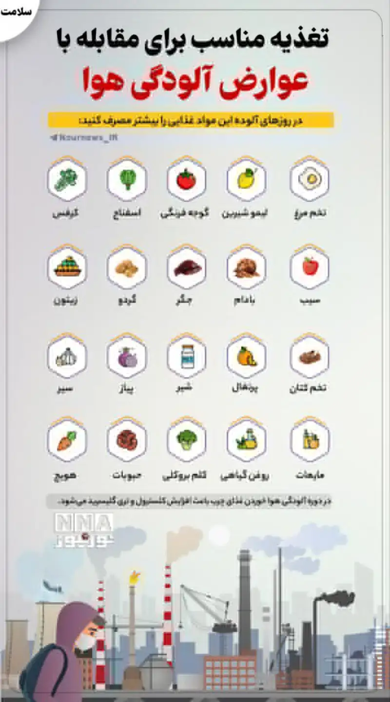نوراینفو / چه غذاهایی برای مقابله با آلودگی هوا بخوریم؟