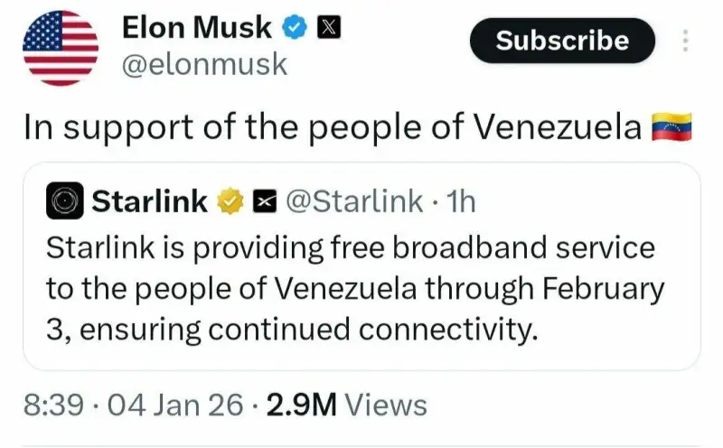 وعده ماسک ؛ اینترنت ماهواره‌ای رایگان برای ساکنان ونزوئلا