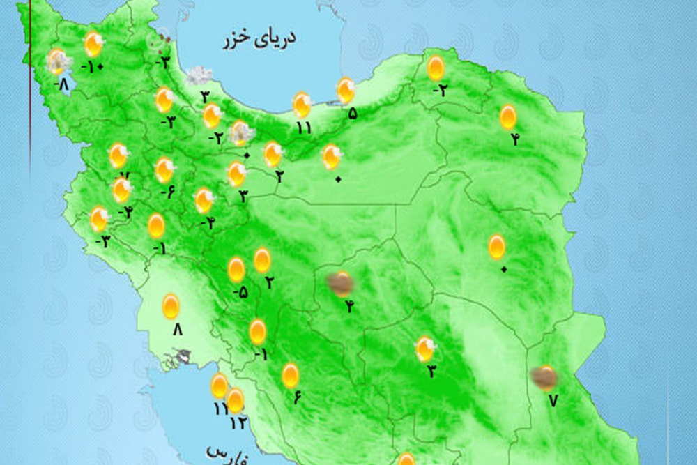 وضعیت آب و هوا امروز پنجشنبه 2 بهمن 1404+ وضعیت استانها