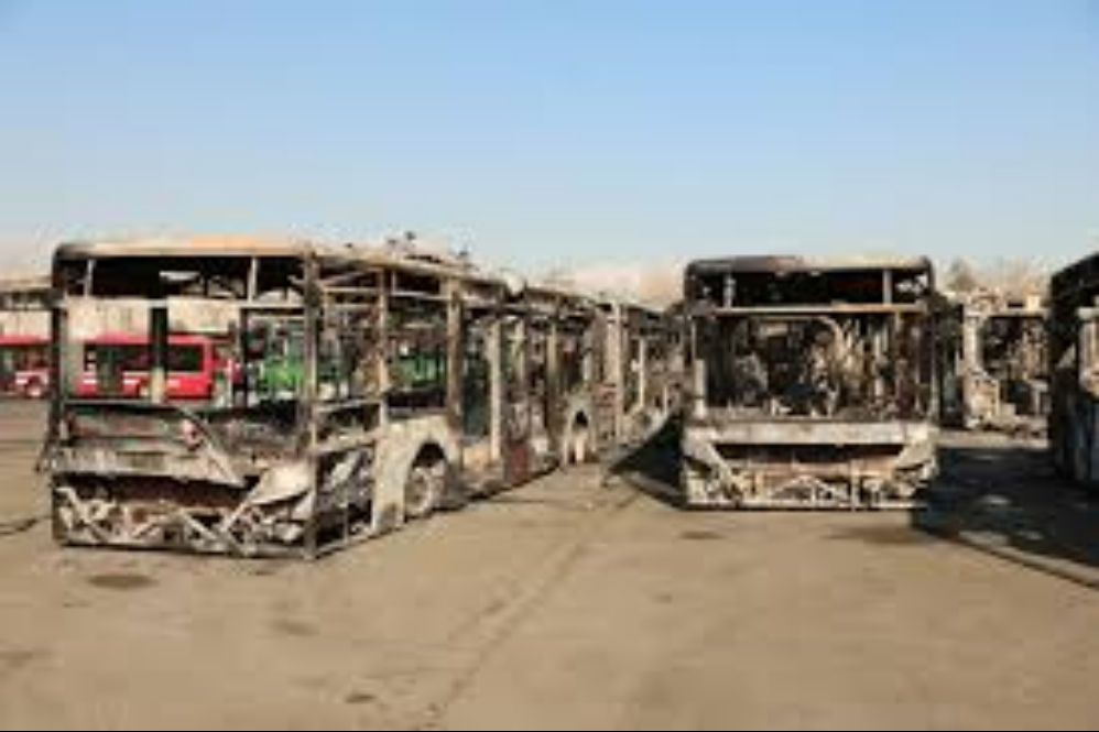 خسارت یک همتی اغتشاشات به اتوبوسرانی تهران