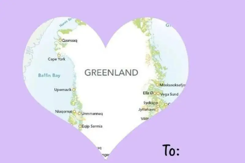 کاخ سفید کارت ولنتاینی با تصویر گرینلند منتشر کرد