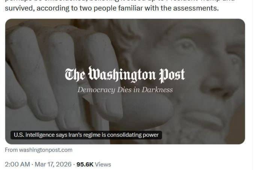 واشنگتن پست: حکومت ایران دست نخورده باقی مانده و حتی جسورتر می‌شود
