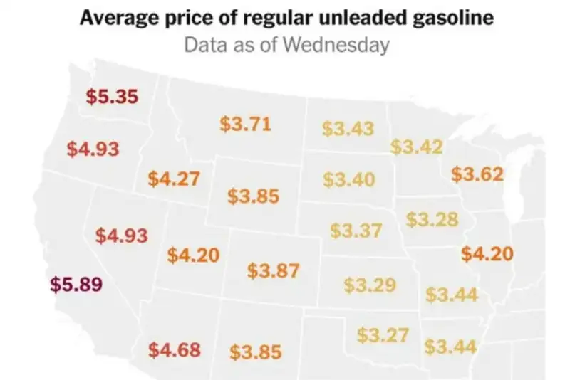افزایش قیمت بنزین در ایالت های مختلف آمریکا