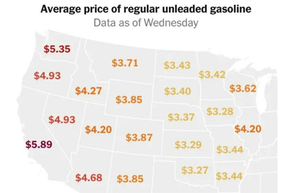 افزایش قیمت بنزین در ایالت های مختلف آمریکا