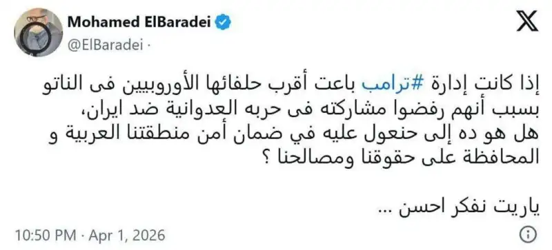 البرادعی: ترامپ ما (اعراب) را رها می‌کند؟