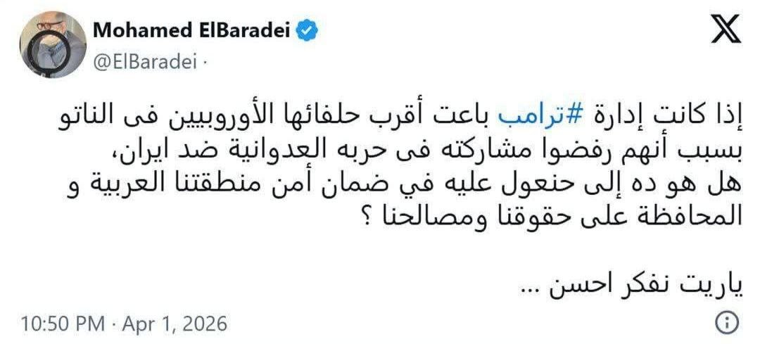 البرادعی: ترامپ ما (اعراب) را رها می‌کند؟