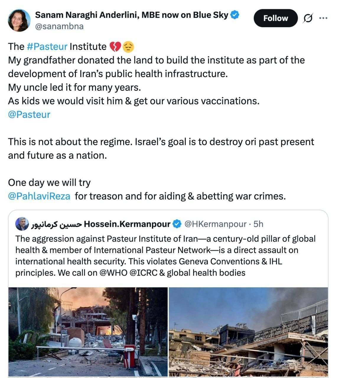 واکنش نواده واقف انیستیتو پاستور به تخریب آن