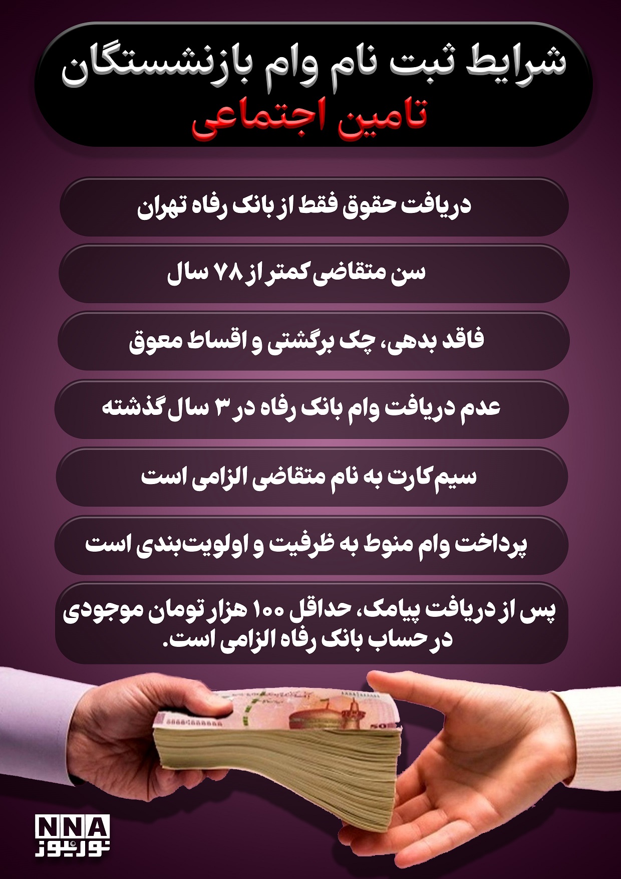 نوراینفو | شرایط ثبت نام وام بازنشستگان تامین اجتماعی
