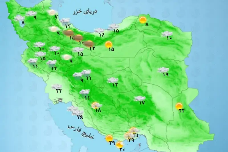 وضعیت آب و هوا امروز دوشنبه29تیرماه + وضعیت استان‌ها