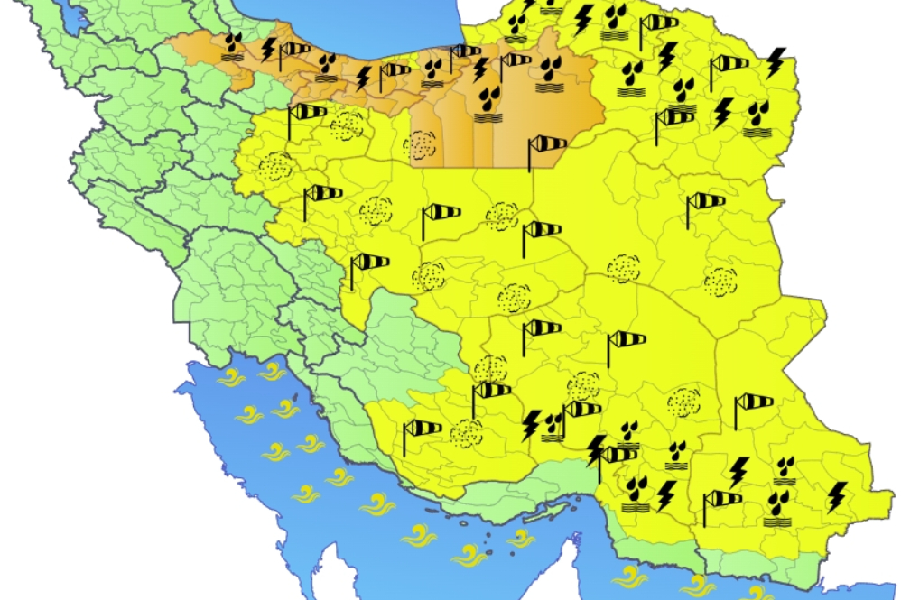 هشدار سطح نارنجی هواشناسی برای 8 استان کشور