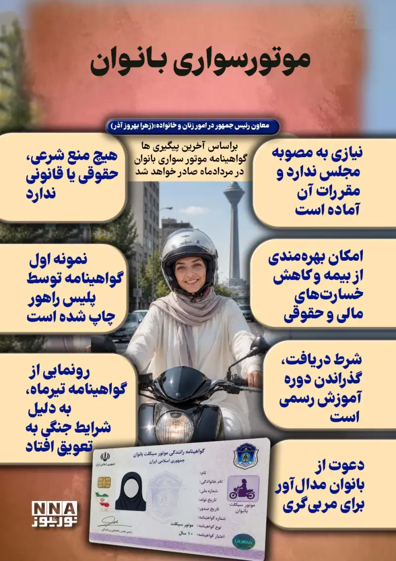 اینفوگرافی | آنچه بانوان باید درباره گواهینامه موتور بدانند
