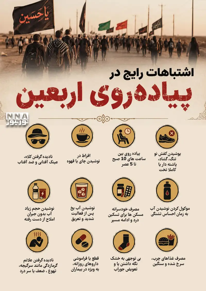 نوراینفو | اشتباهات رایج در پیاده روی اربعین
