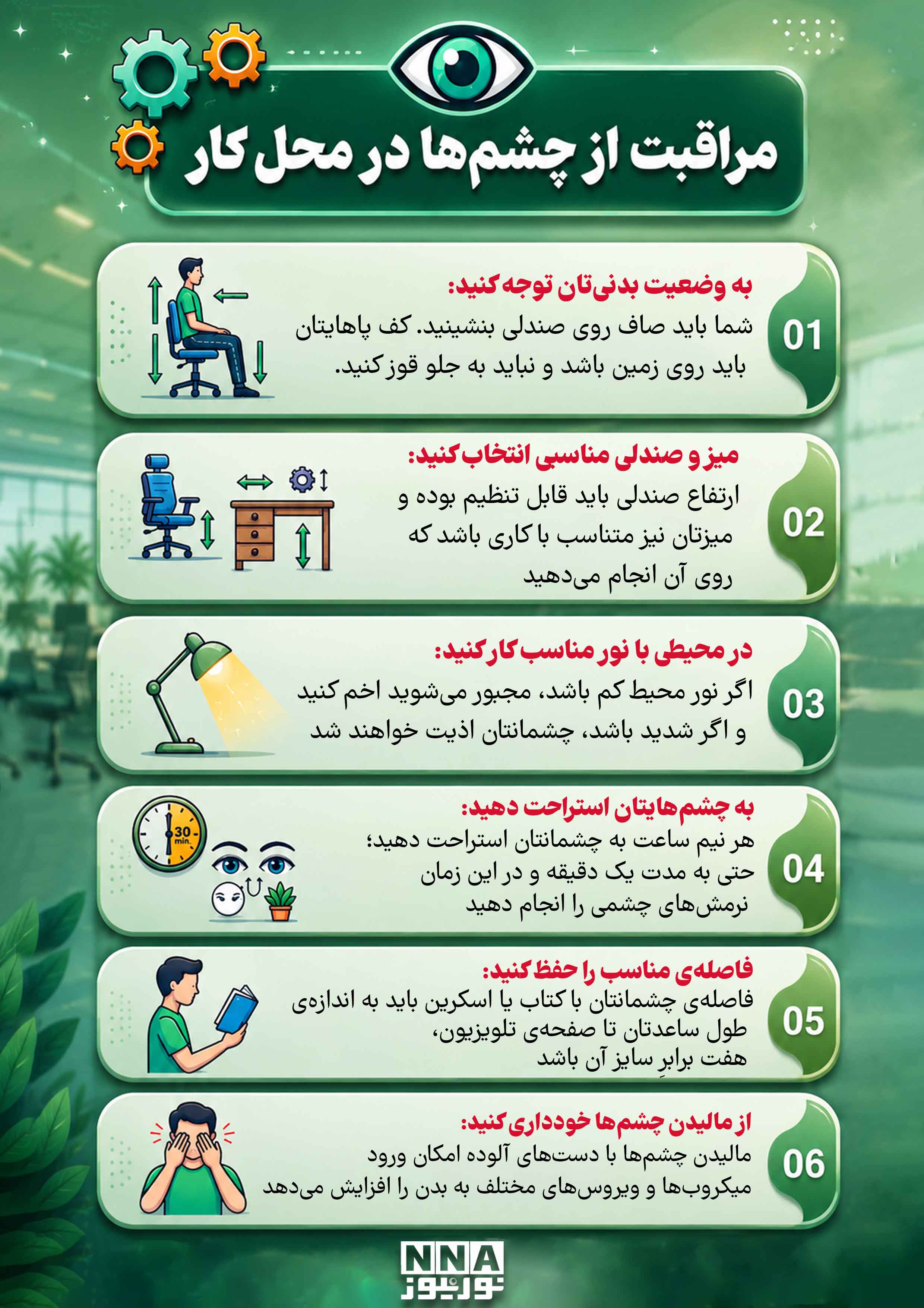 نوراینفو | چطور سلامت چشم‌هایمان را در محیط کار حفظ کنیم؟