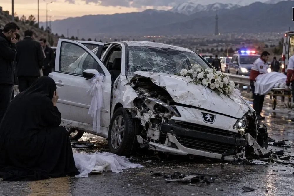 پایان تلخ شب عروسی در تهران؛ واژگونی ماشین عروس جان نوعروس را گرفت