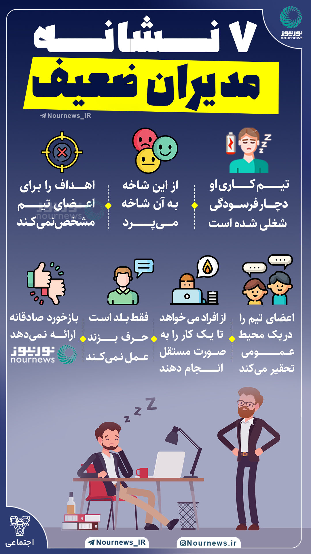 اینفوگرافی: 7 نشانه مدیران ضعیف