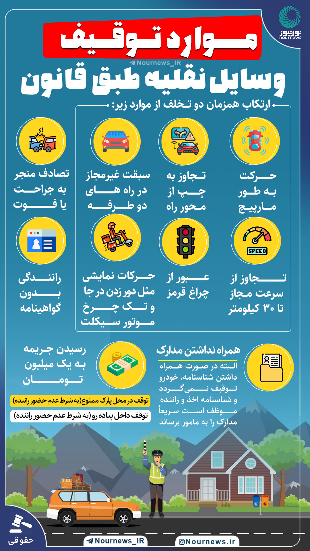اینفوگرافی: موارد توقیف وسایل نقلیه طبق قانون